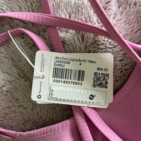 Lululemon Athletica Pink Like a Cloud Longline Bra - Picture 3 of 4